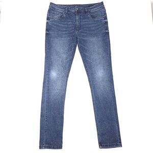 The Perfect Jean NYC Mens 34x34 Skinny Fit Blue Dark Wash Stretch Casual EUC